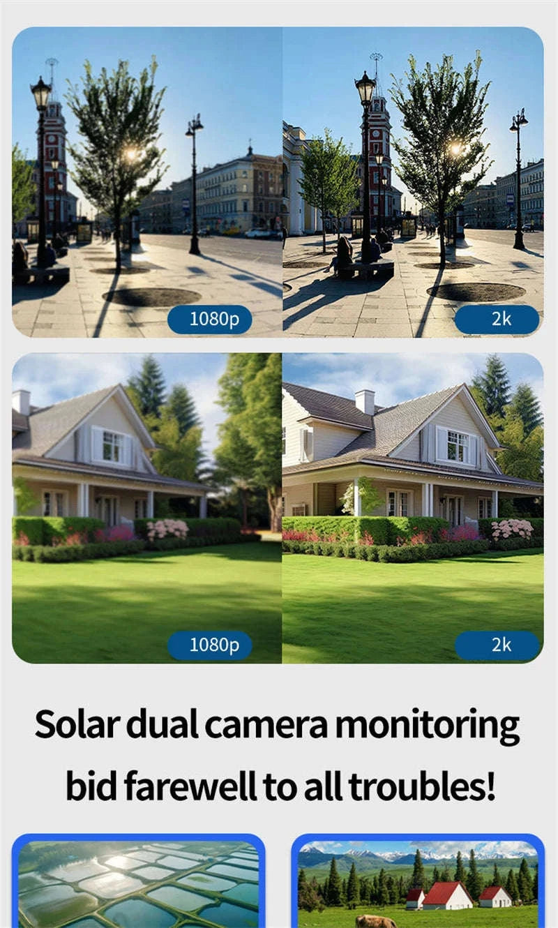 4MP 4G WiFi Solar Outdoor PTZ Security Camera Dual Lens Dual Screen-WIFI Only Camera / Poland