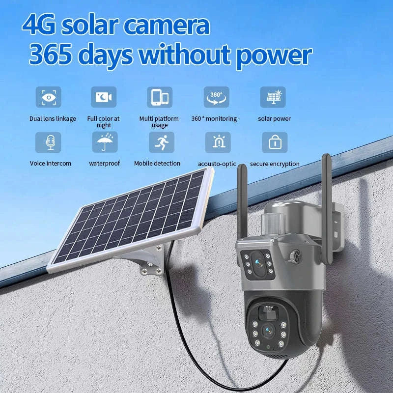 4MP 4G WiFi Solar Outdoor PTZ Security Camera Dual Lens Dual Screen-WIFI Only Camera / Poland