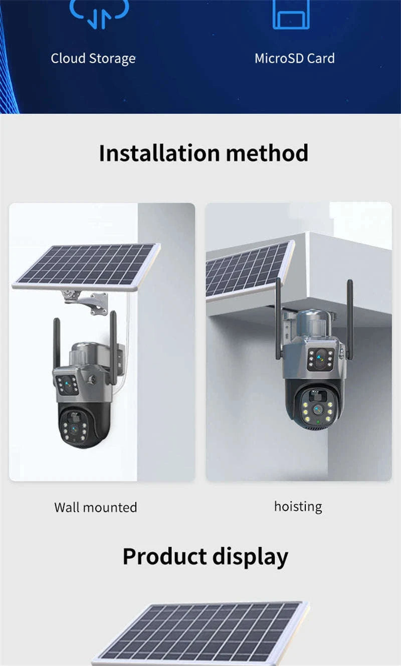 4MP 4G WiFi Solar Outdoor PTZ Security Camera Dual Lens Dual Screen-WIFI Only Camera / Poland