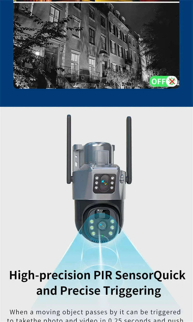 4MP 4G WiFi Solar Outdoor PTZ Security Camera Dual Lens Dual Screen-WIFI Only Camera / Poland