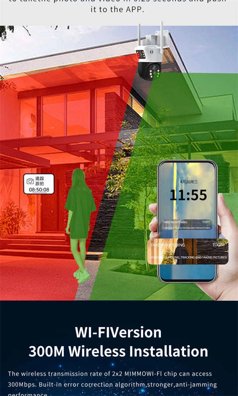 4MP 4G WiFi Solar Outdoor PTZ Security Camera Dual Lens Dual Screen-WIFI Only Camera / Poland