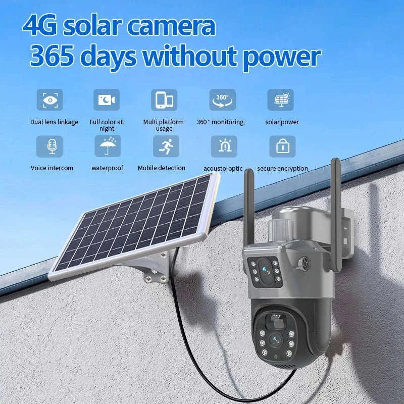 4MP 4G WiFi Solar Outdoor PTZ Security Camera Dual Lens Dual Screen-WIFI Only Camera / Poland