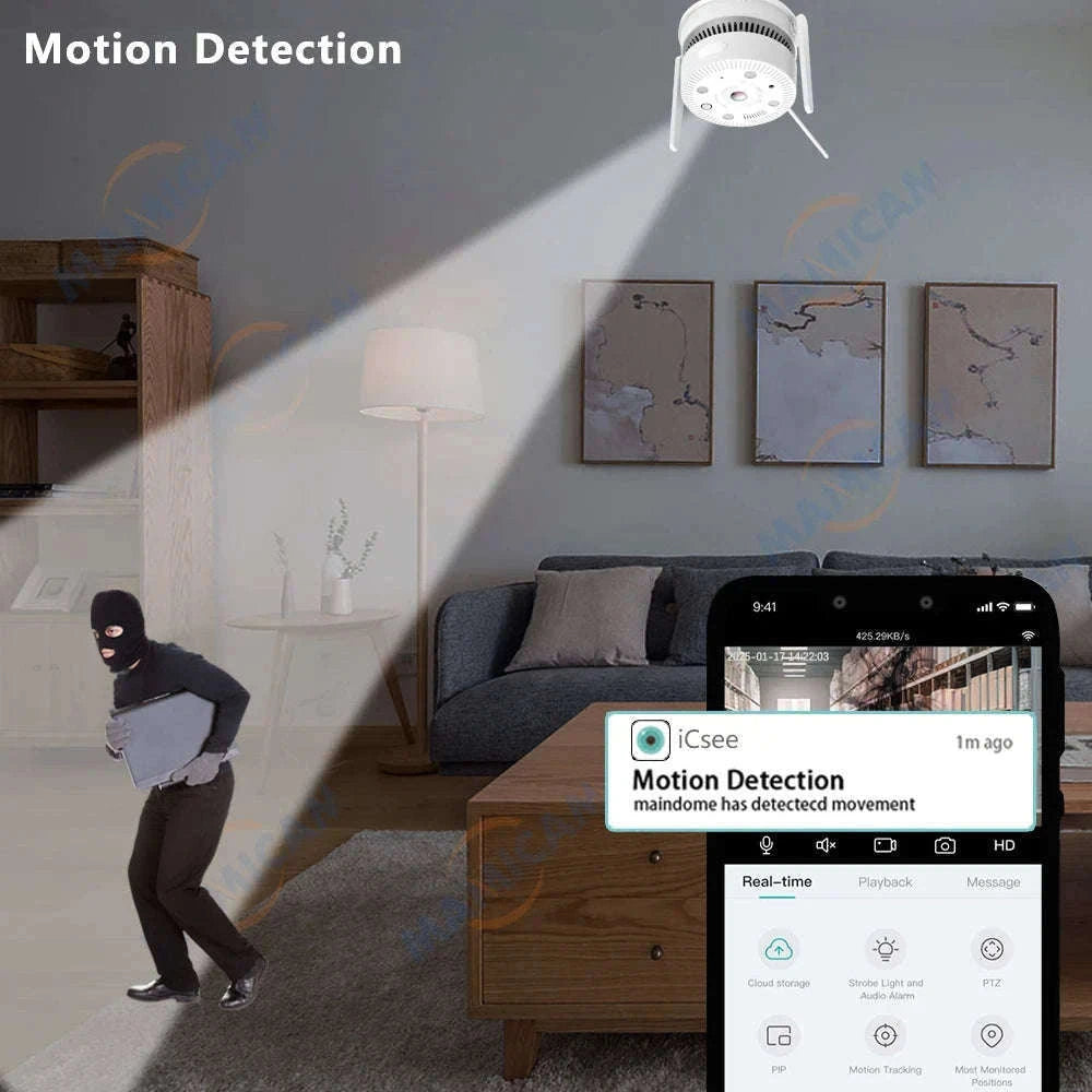 4MP Dual-Light Smoke Detection Security Camera with Two-Way Audio-4MP WIFI POE 64G