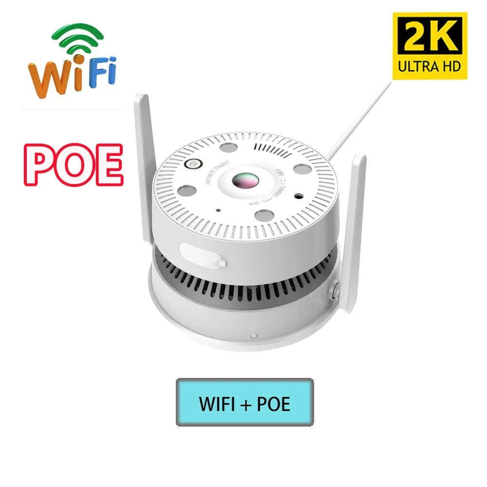 4MP Dual-Light Smoke Detection Security Camera with Two-Way Audio-4MP WIFI POE 64G
