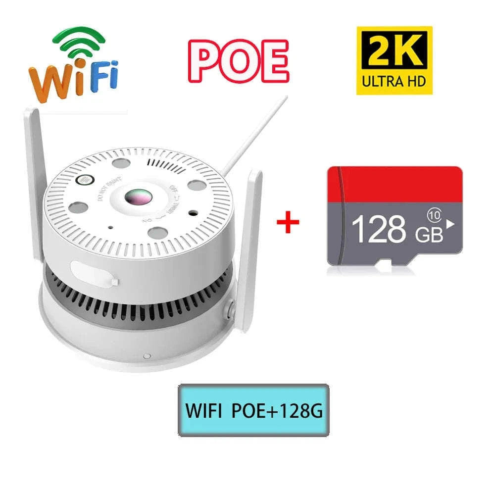 4MP Dual-Light Smoke Detection Security Camera with Two-Way Audio-4MP WIFI POE 64G