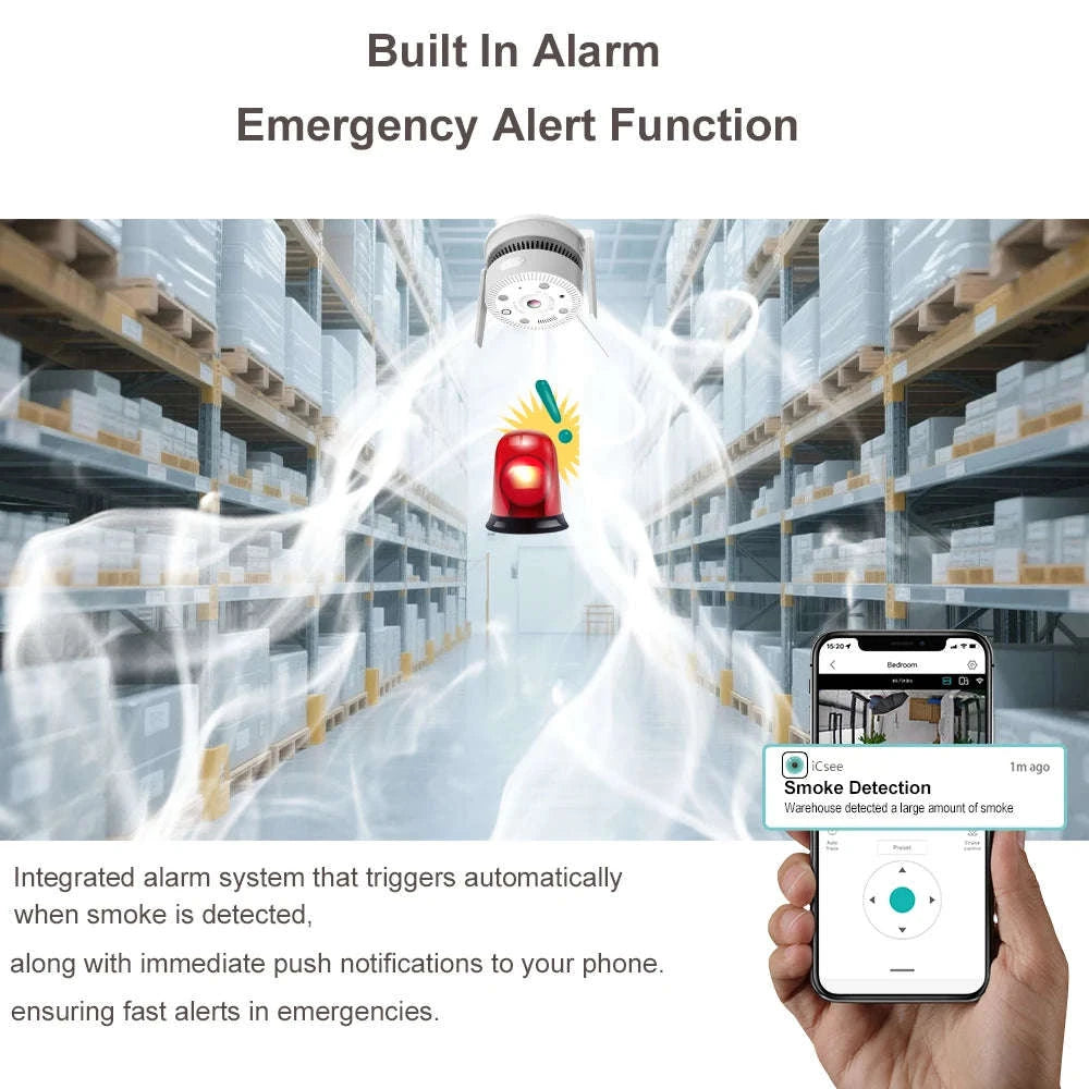 4MP Dual‑Light Two‑Way Audio Smoke Detection Network Camera-4MP WIFI POE 64G
