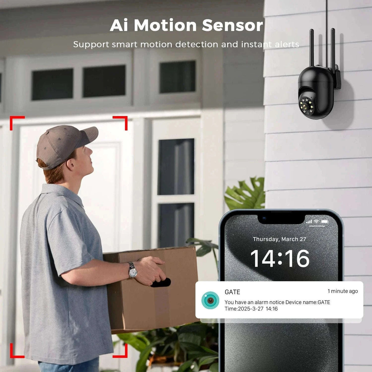4MP Outdoor PTZ WiFi Security Camera with Smart Tracking-8MP Add 64G Card / EU Plug