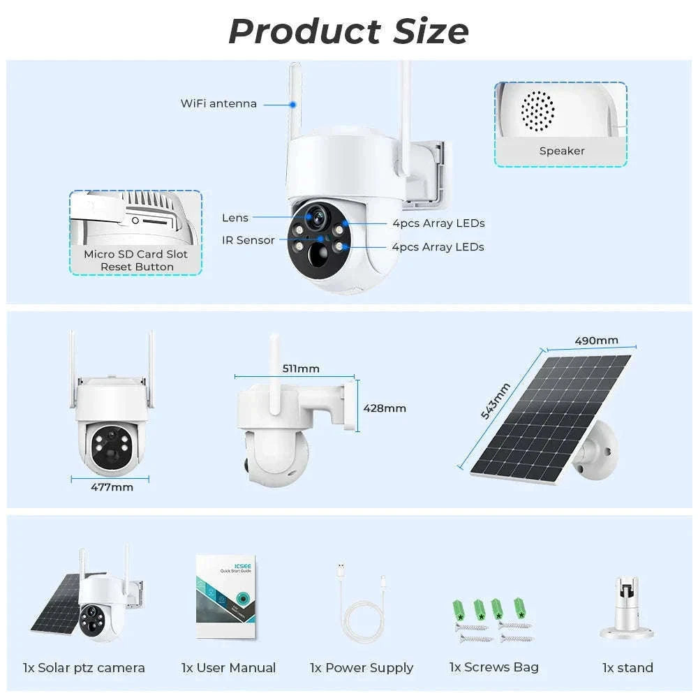 4MP Solar IP Camera for Wireless Outdoor Security-2MP No SD Card