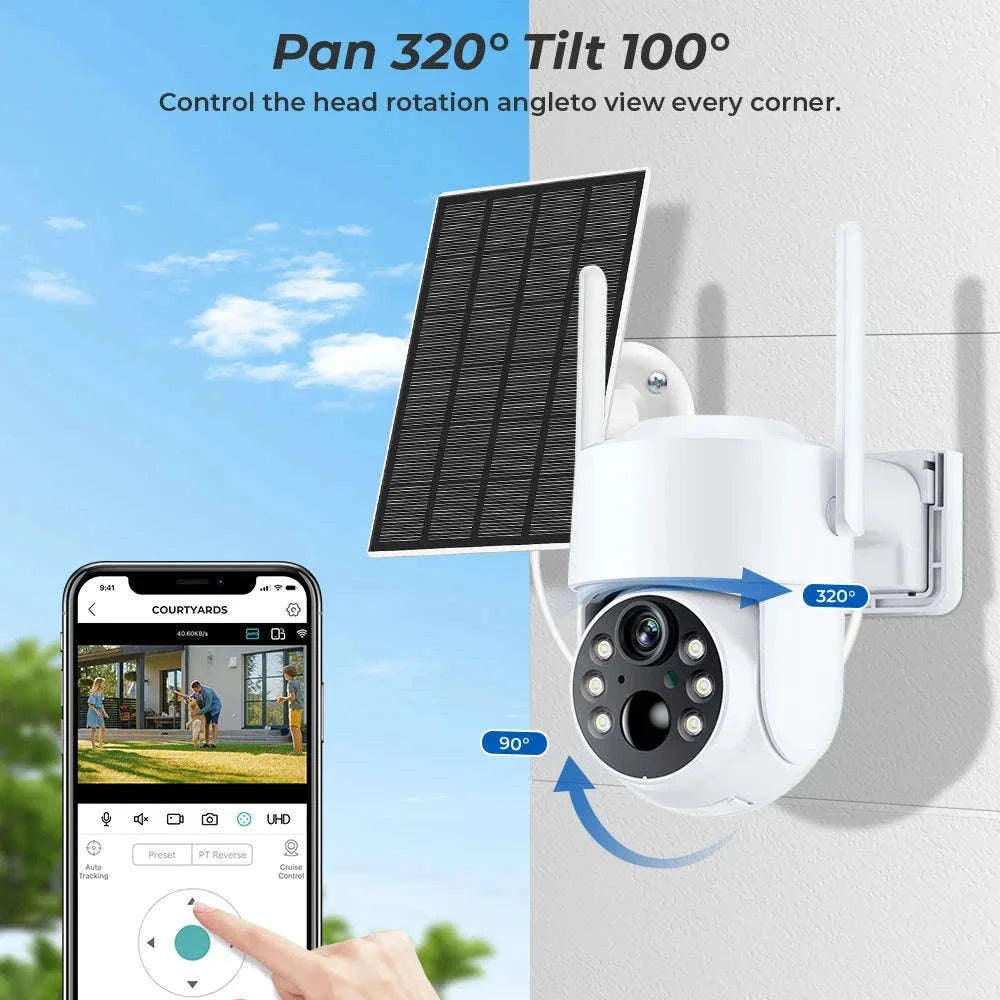 4MP Solar IP Camera for Wireless Outdoor Security-2MP No SD Card