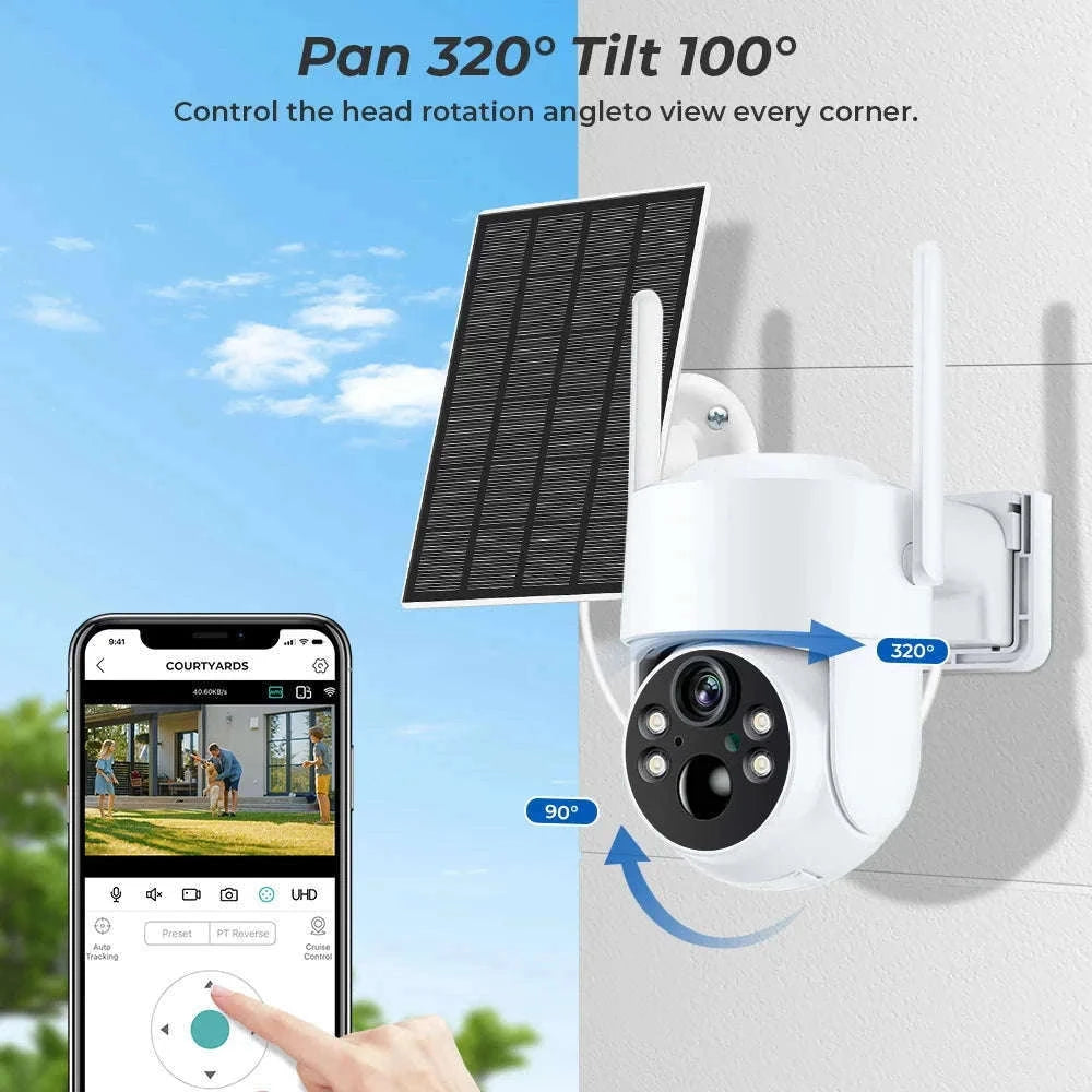 4MP Solar IP Camera for Wireless Outdoor Security-2MP No SD Card
