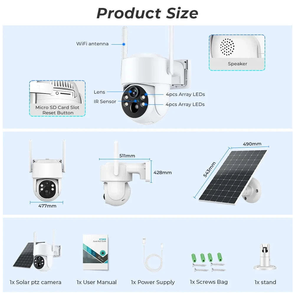 4MP Solar IP Camera with Wireless Outdoor Security-2MP 32G SD Card