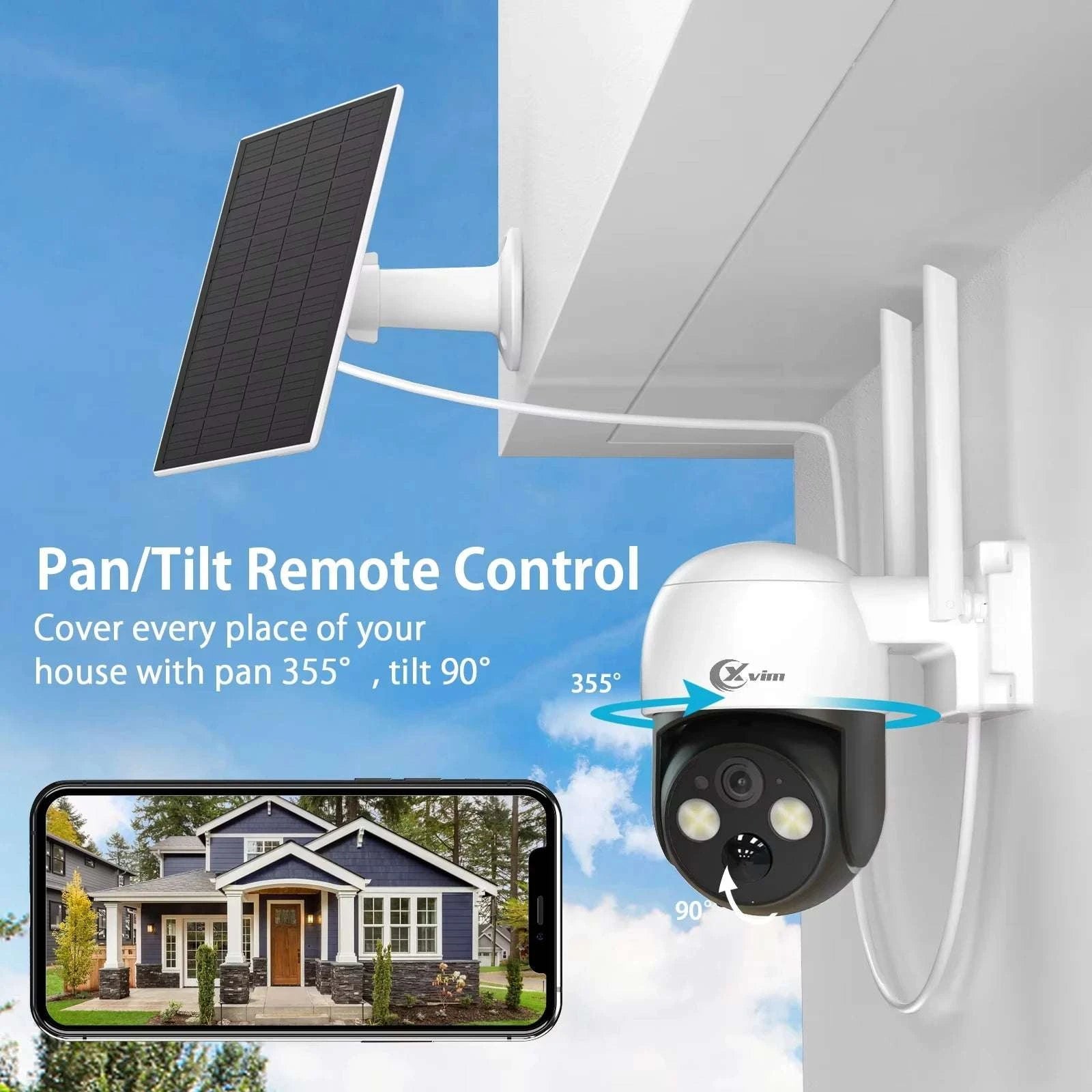 4MP Solar PTZ WiFi Security Camera with 360° View & Audio-4MP NO SD Card