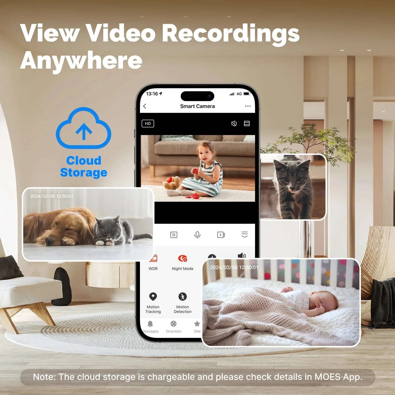 4MP WiFi Indoor Security Camera Pan Tilt Night Vision Motion Detection-Smart Camera 4MP