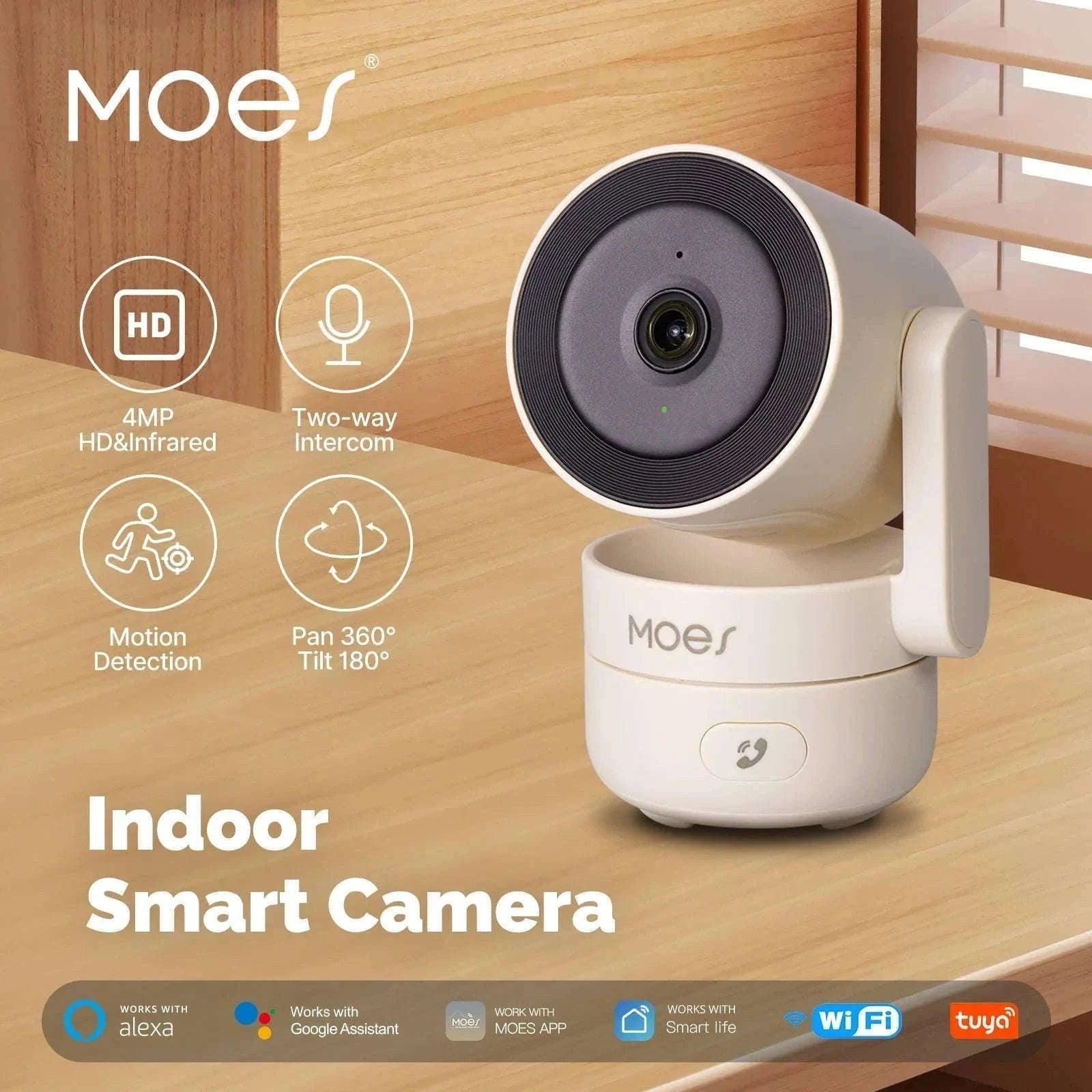 4MP WiFi Indoor Security Camera Pan Tilt Night Vision Motion Detection-Smart Camera 4MP