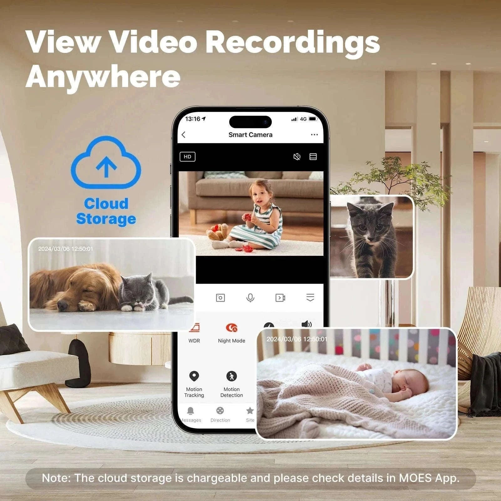 4MP WiFi Indoor Security Camera Pan Tilt Night Vision Motion Detection-Smart Camera 4MP