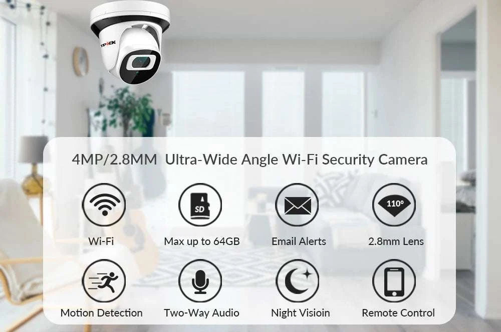 4MP WiFi Indoor Security Camera with Night Vision & Motion Alerts-4MP WiFi Camera / US Plug