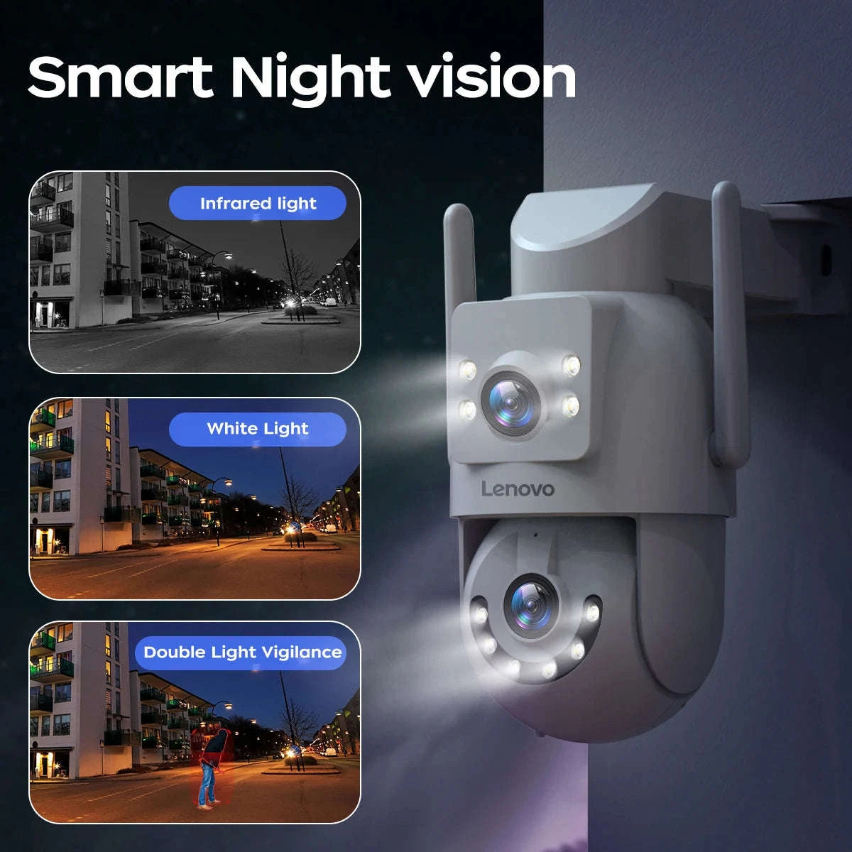 4MP WiFi PTZ Outdoor Security Camera Dual Lens Dual Screen Auto Tracking-4MP / US Plug / China Mainland