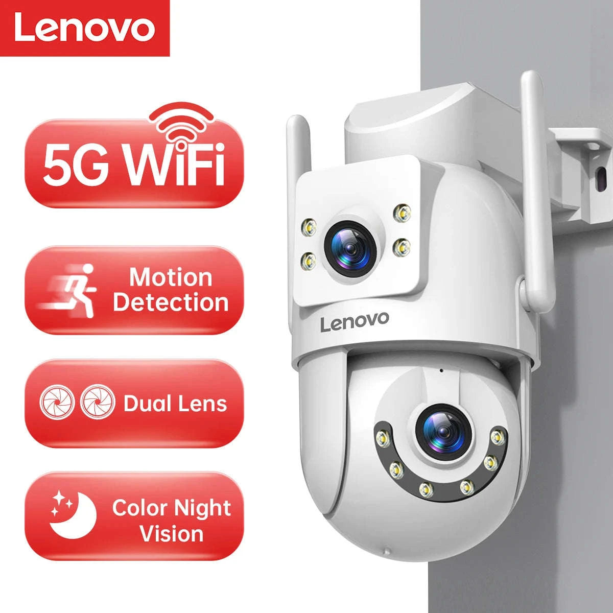 4MP WiFi PTZ Outdoor Security Camera Dual Lens Dual Screen Auto Tracking-4MP / US Plug / China Mainland