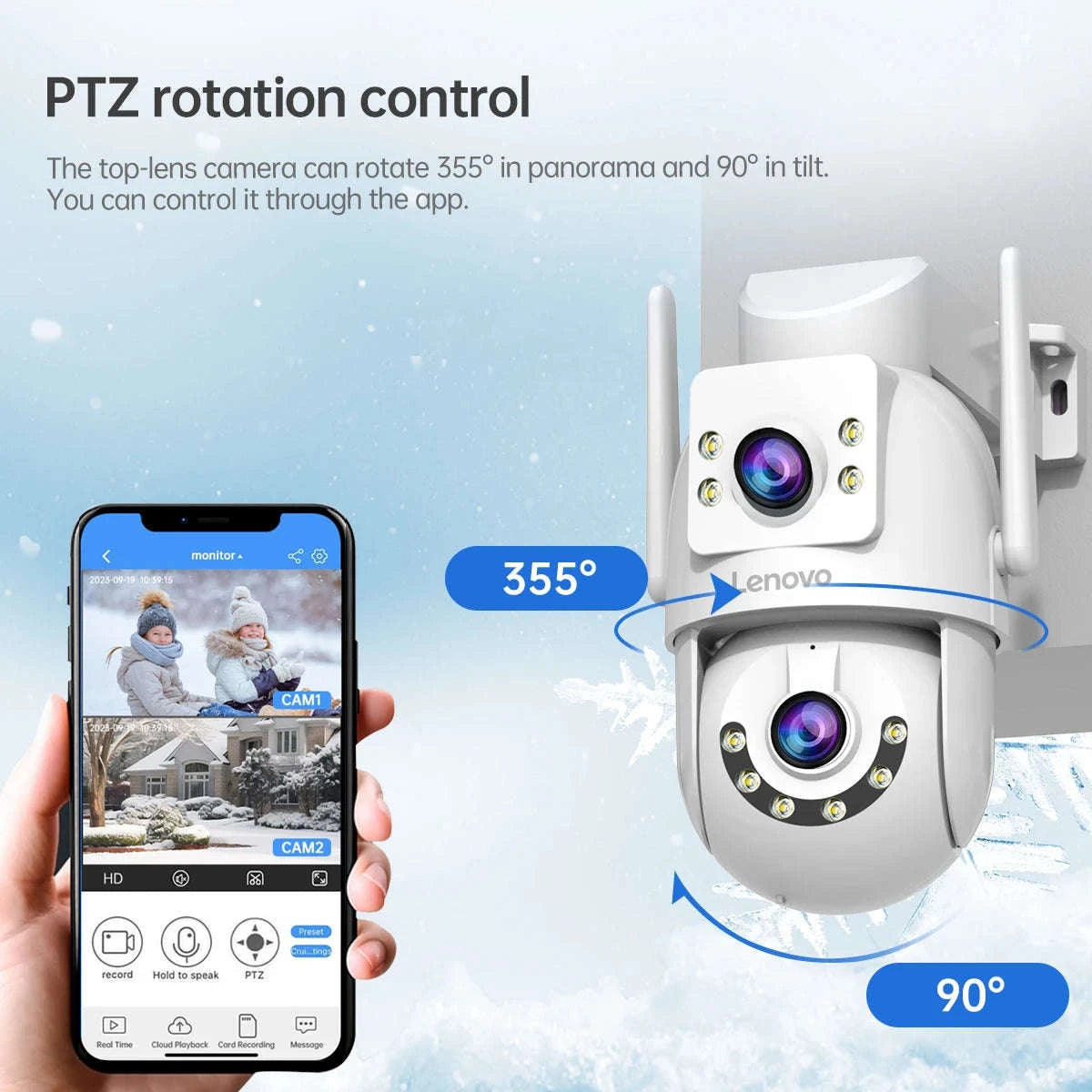 4MP WiFi PTZ Outdoor Security Camera Dual Lens Dual Screen Auto Tracking-4MP / US Plug / China Mainland