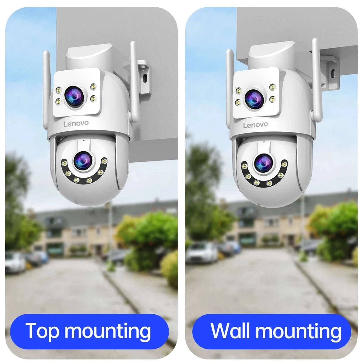 4MP WiFi PTZ Outdoor Security Camera Dual Lens Dual Screen Auto Tracking-4MP / US Plug / China Mainland