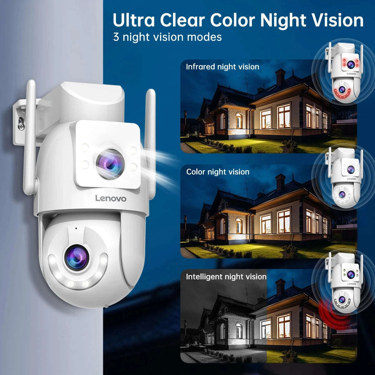 4MP WiFi PTZ Outdoor Security Camera Dual Lens Dual Screen Auto Tracking-4MP / US Plug / China Mainland