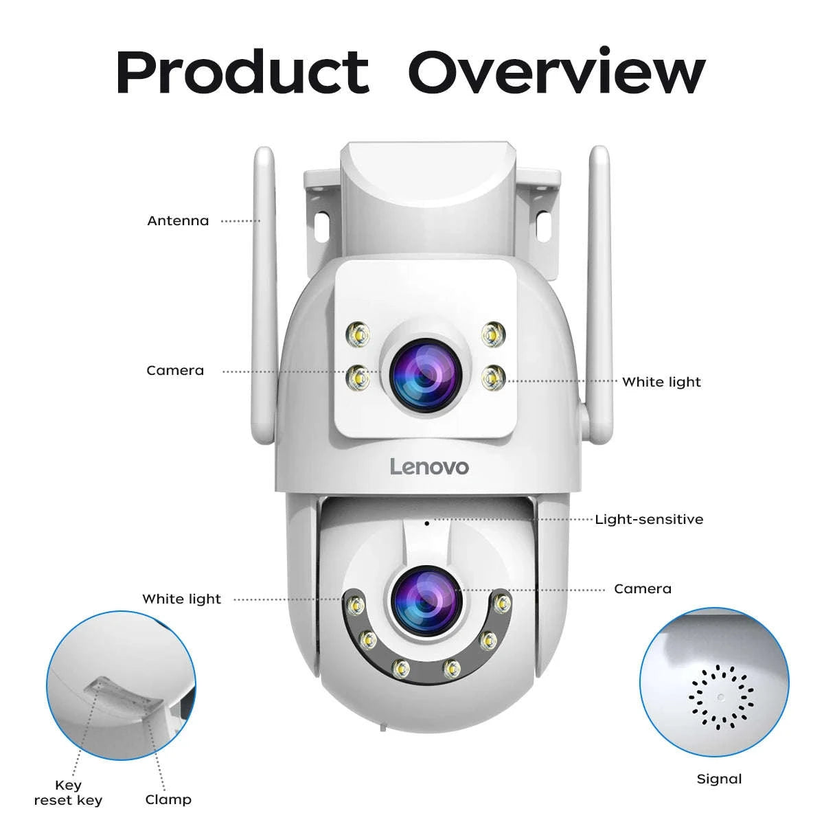 4MP WiFi PTZ Outdoor Security Camera Dual Lens Dual Screen Auto Tracking-4MP / US Plug / China Mainland