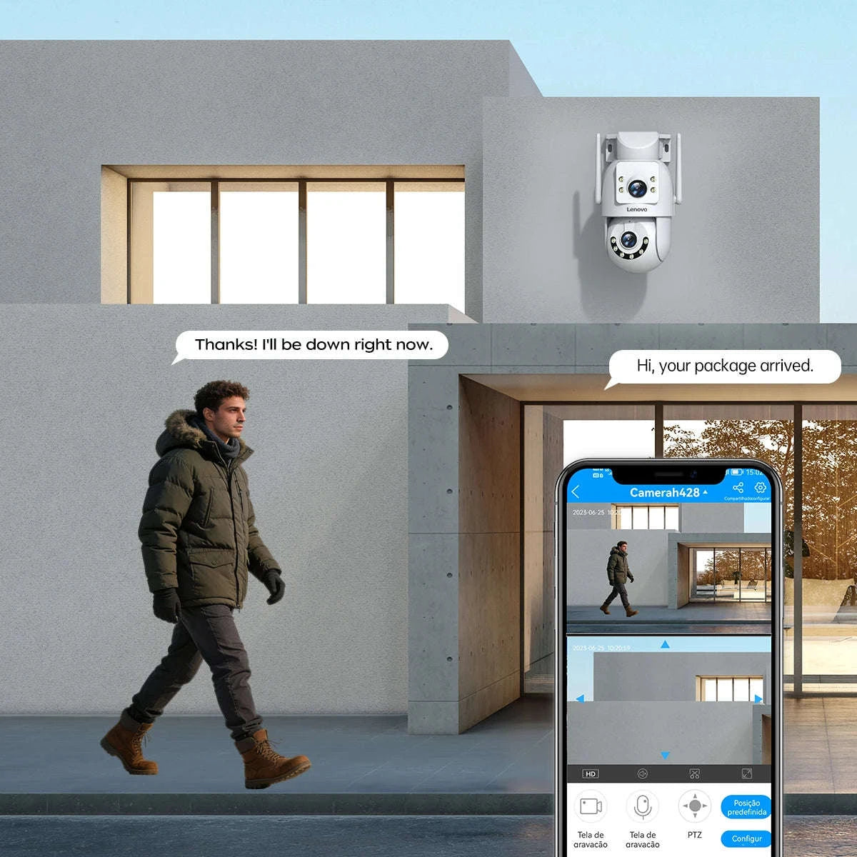 4MP WiFi PTZ Outdoor Security Camera Dual Lens Dual Screen Auto Tracking-4MP / US Plug / China Mainland