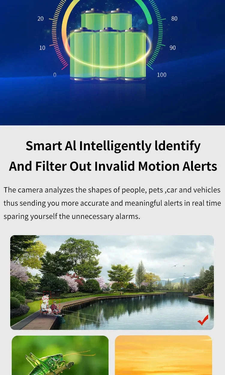 4MP Wireless Security Camera with Solar Panel, PTZ, Dual Lens-4G Ver / Poland