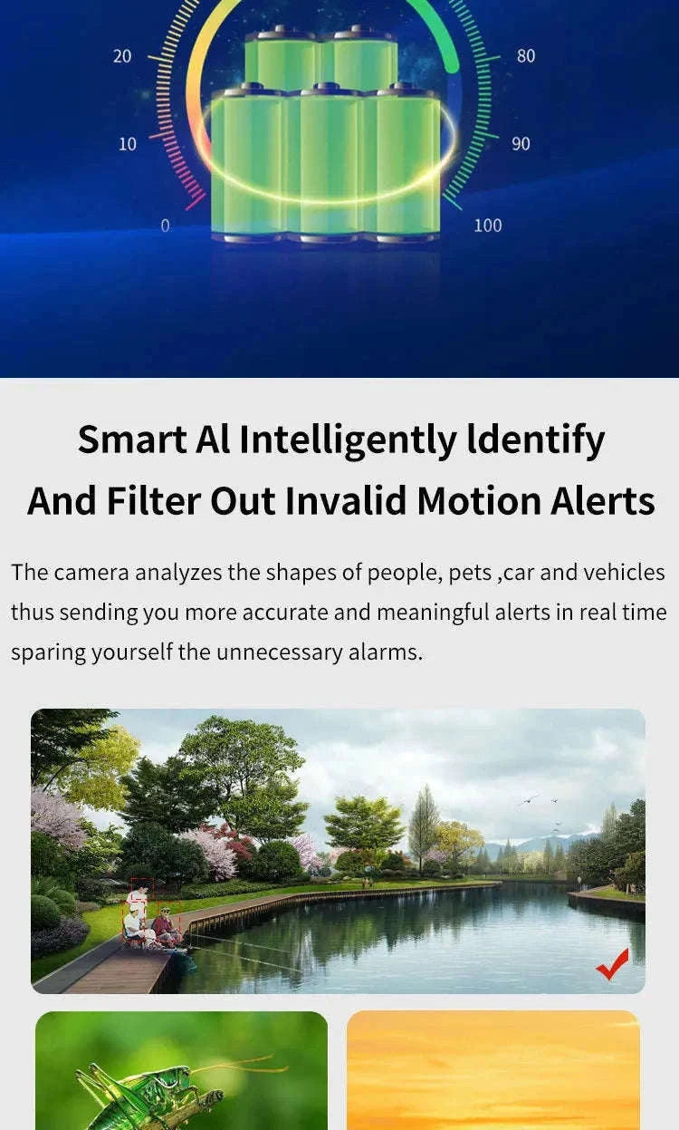 4MP Wireless Security Camera with Solar Panel, PTZ, Dual Lens-4G Ver / Poland