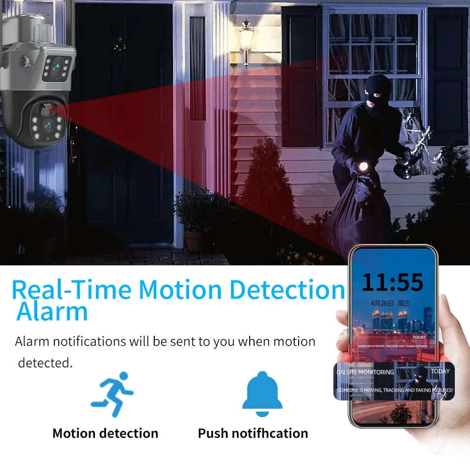 4MP Wireless Security Camera with Solar Panel, PTZ, Dual Lens-4G Ver / Poland