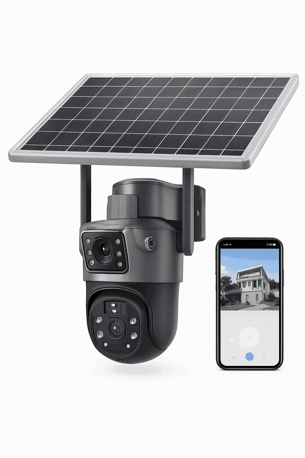 4MP Wireless Security Camera with Solar Panel, PTZ, Dual Lens-4G Ver / Poland