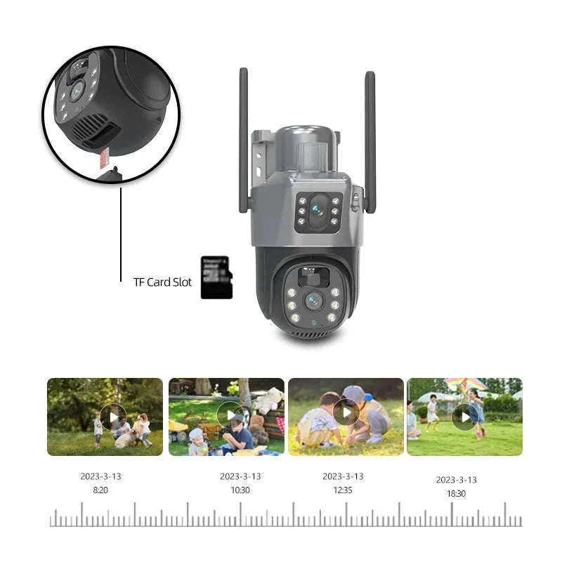 4MP Wireless Security Camera with Solar Power, PTZ, Dual Lens-WIFI / france