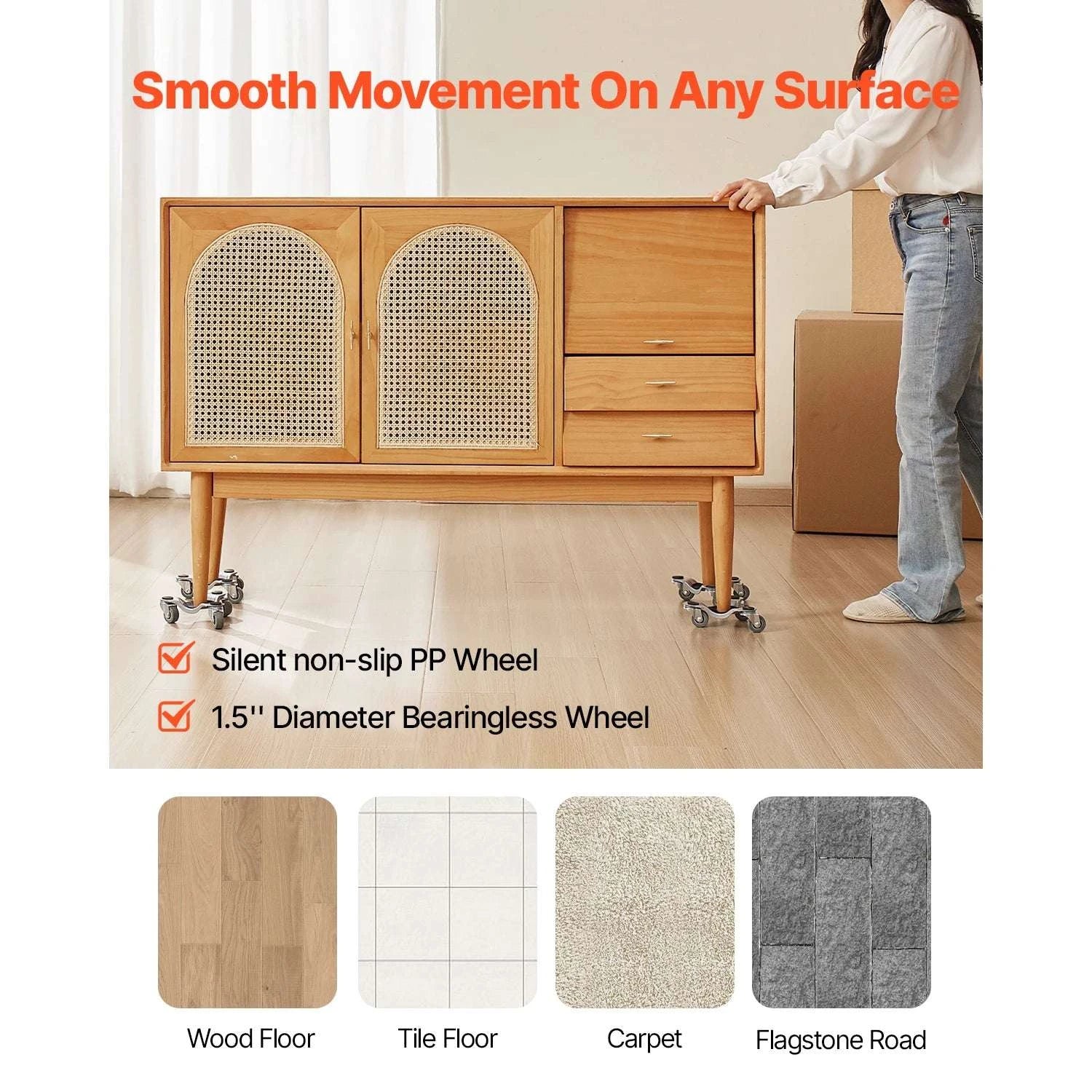 4pcs Furniture Dolly Set with Wheels & Pry Bar for Easy Moving-4pcs / france