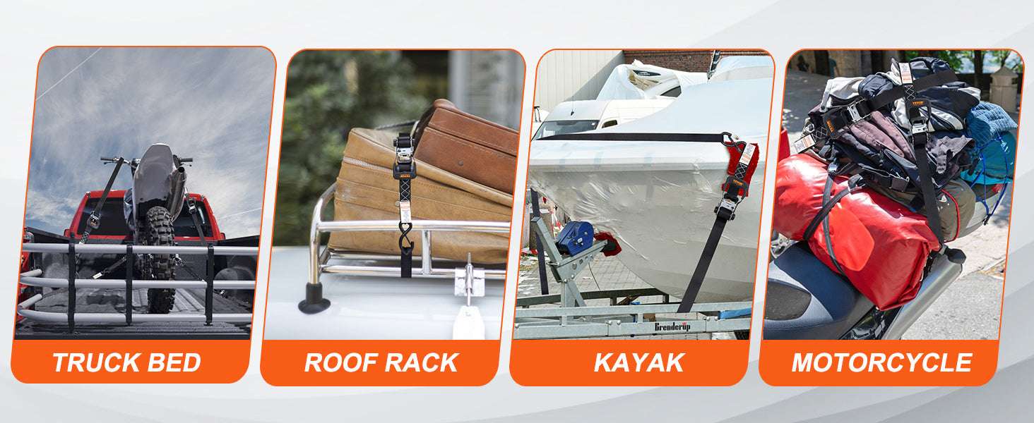 4PCS Ratchet Tie Down Straps with Hooks for Cargo & Motorcycle-1.6 x 8 in / United States