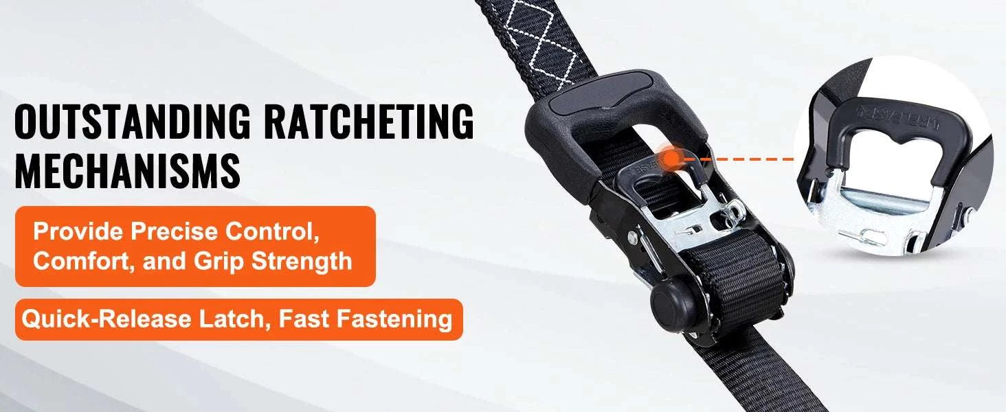 4PCS Ratchet Tie Down Straps with Hooks for Cargo & Motorcycle-1.6 x 8 in / United States