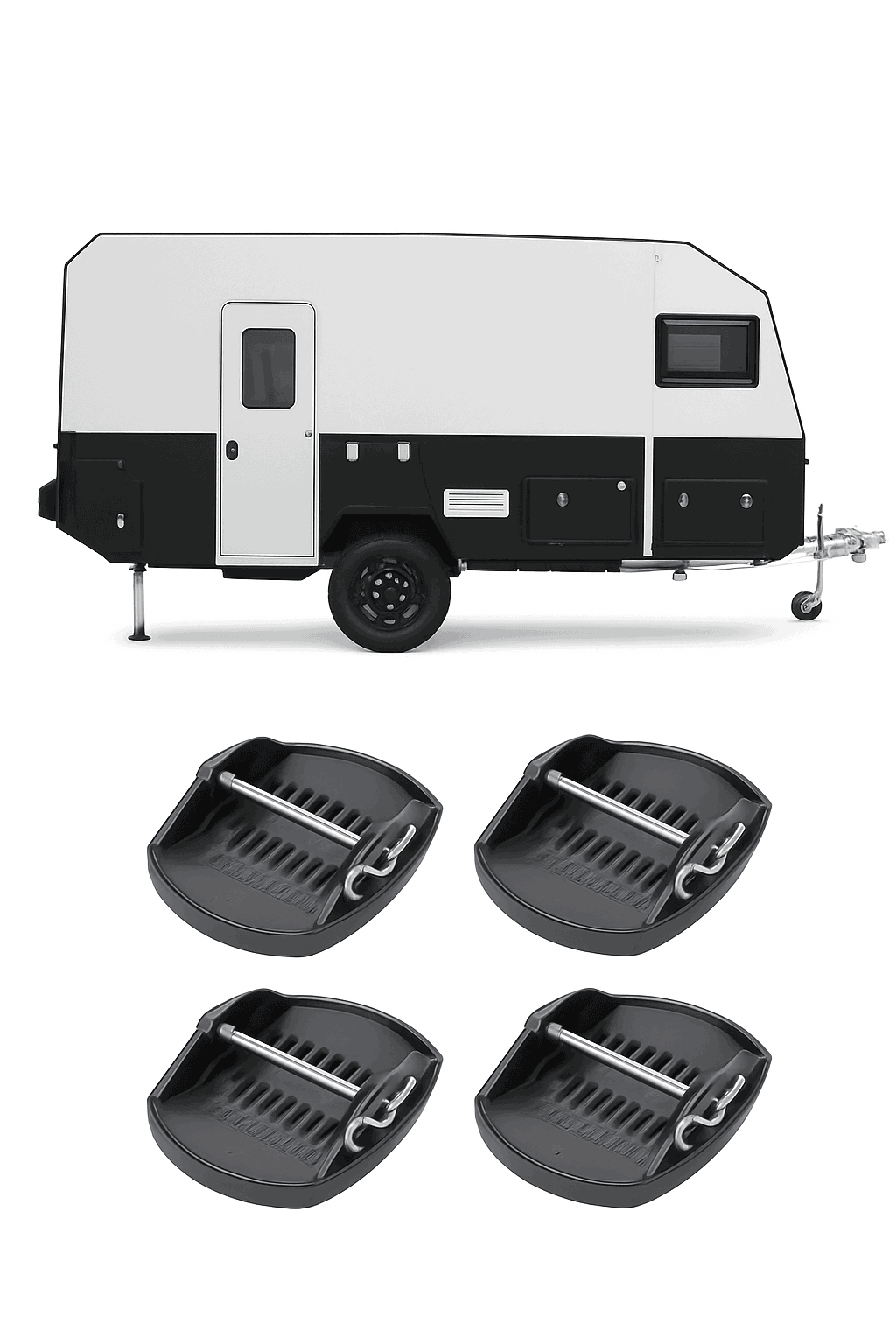 4PCS RV Trailer Jack Pads Universal Wheel Foot Leg Support Adapter-4PCS / China Mainland