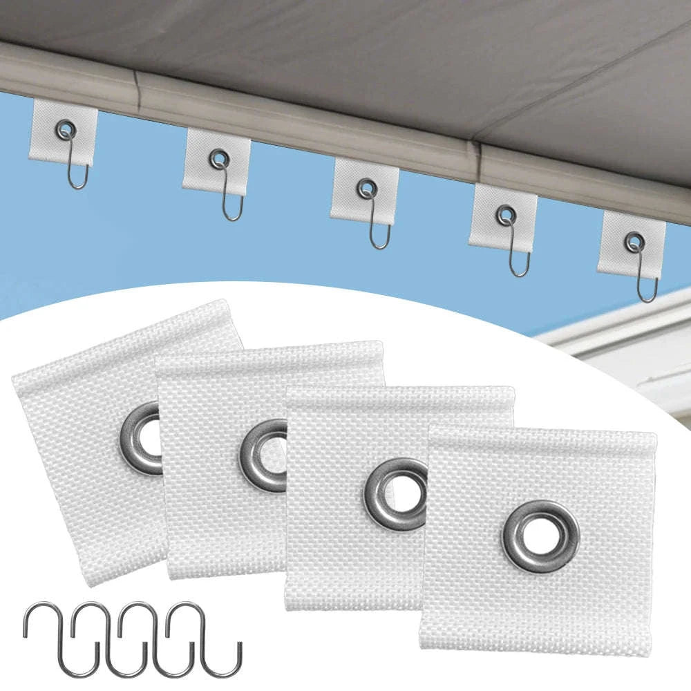 4pcs S-Shaped Camping Awning Hooks Clips with Holes-PC-4 White
