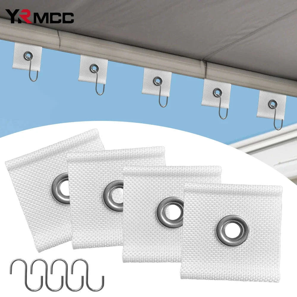 4pcs S-Shaped Camping Awning Hooks Clips with Holes-PC-4 White