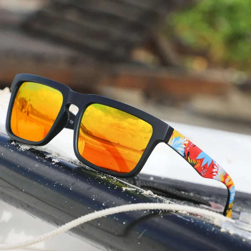 4PCS Square Sports Sunglasses with Designer Temple Pattern-4PCS-5