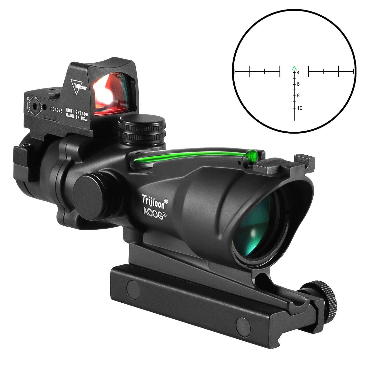 4x32 Dual Red Dot Tactical Scope for 20mm Rail-Green / United States