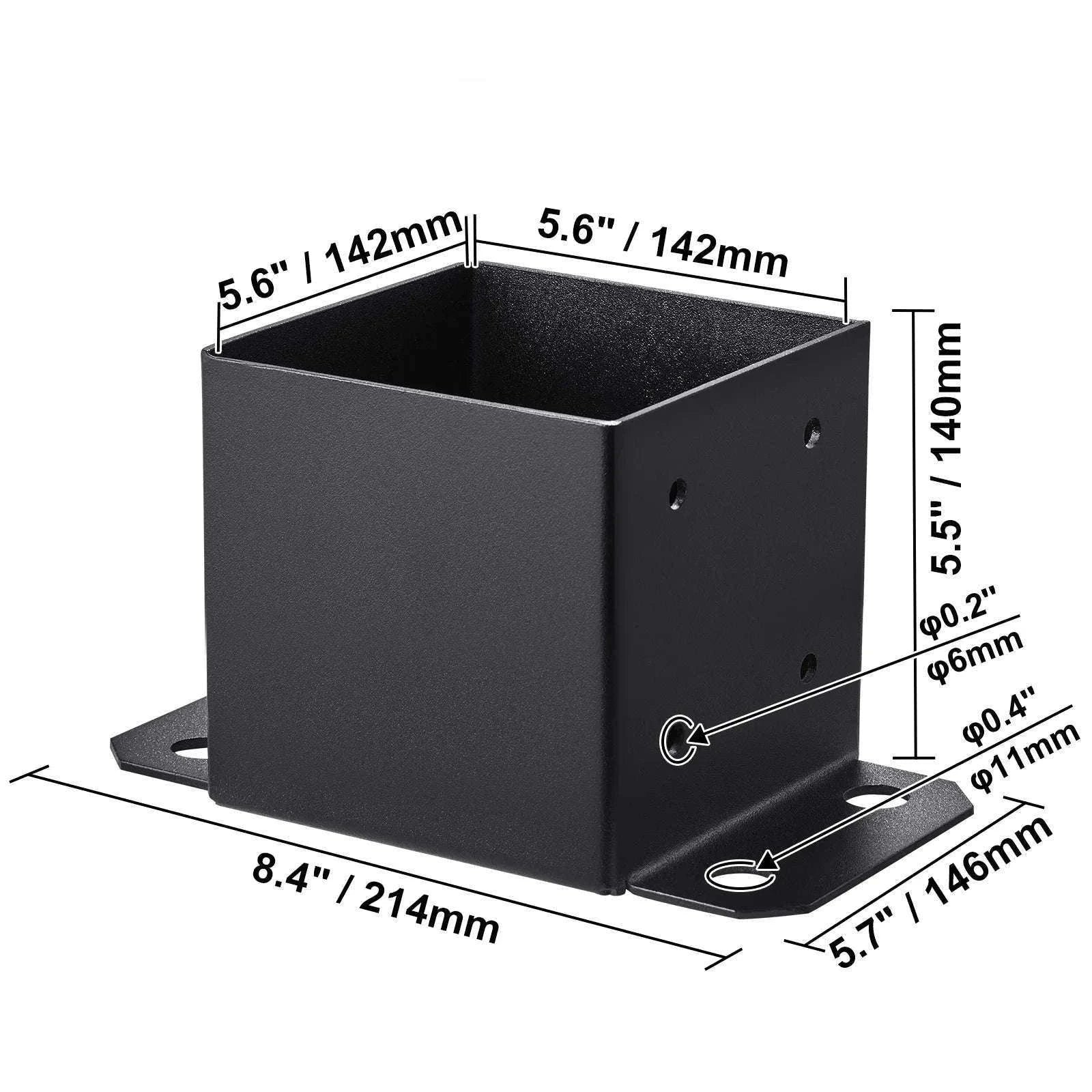 4x4 / 6x6 Post Base Powder-Coated Matte Black Wood Post Brackets-4x4 2pcs / United States