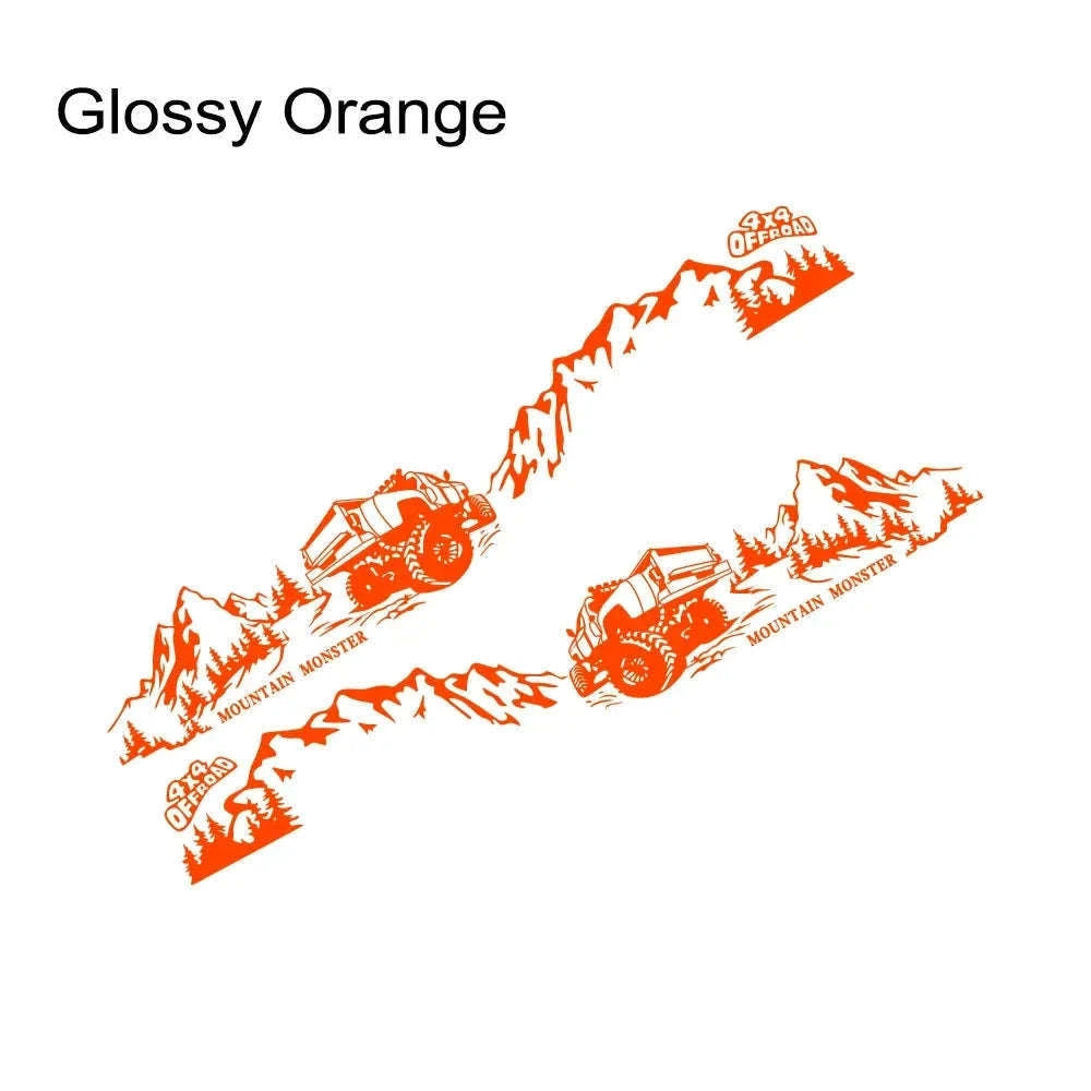 4X4 Off Road Mountain Car Side Sticker-Glossy Red / 320x65.4cm