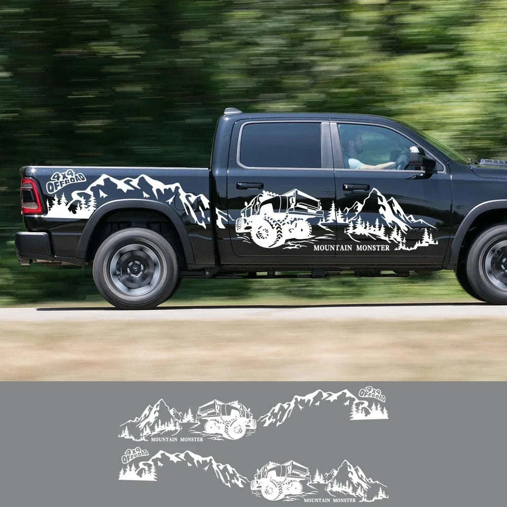 4X4 Off Road Mountain Car Side Sticker-Glossy Red / 320x65.4cm