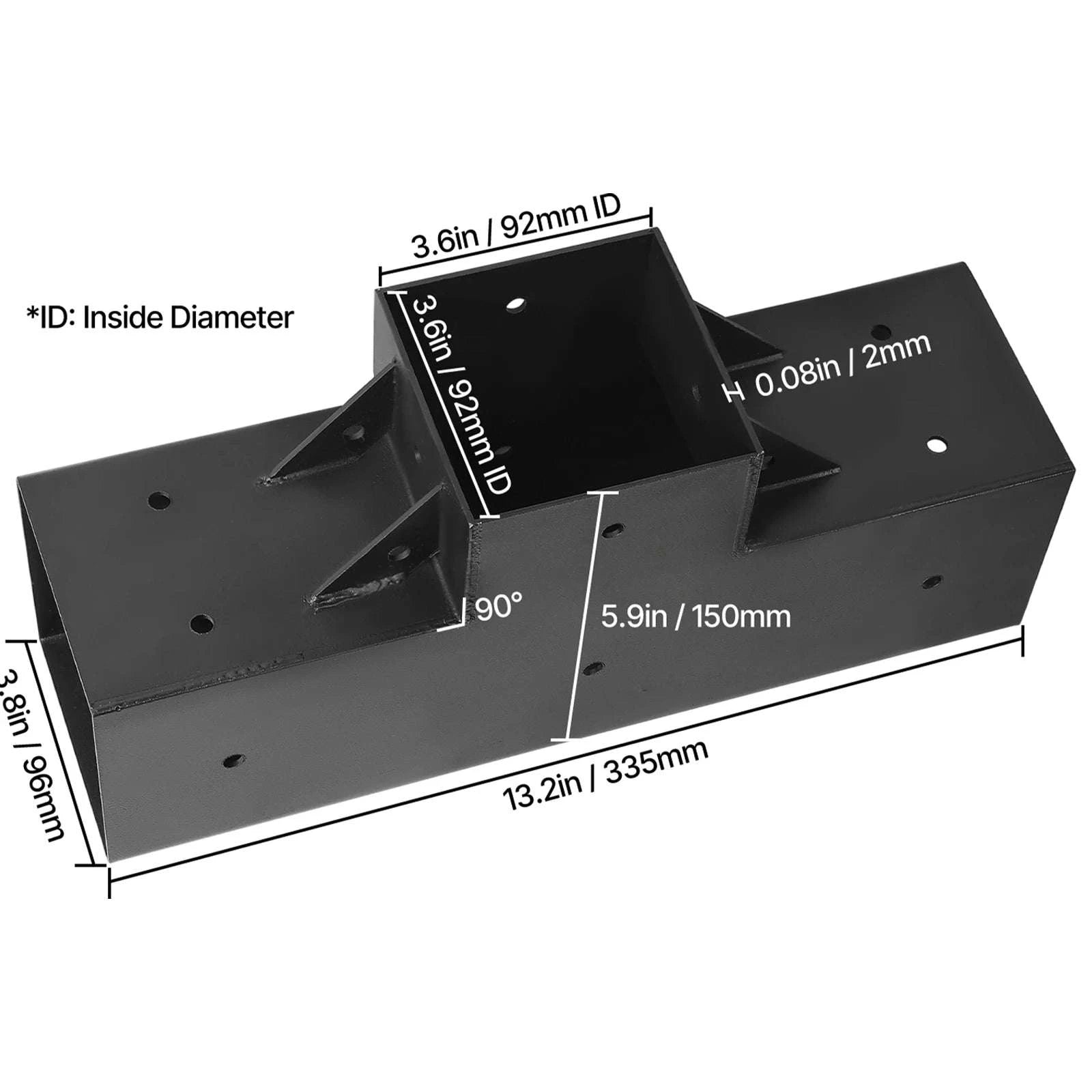 4x4 Pergola T-Bracket Kit 2-Pack for 3.5x3.5 Wood Beams-2 pcs 4x4 inch / 8 inch / United States
