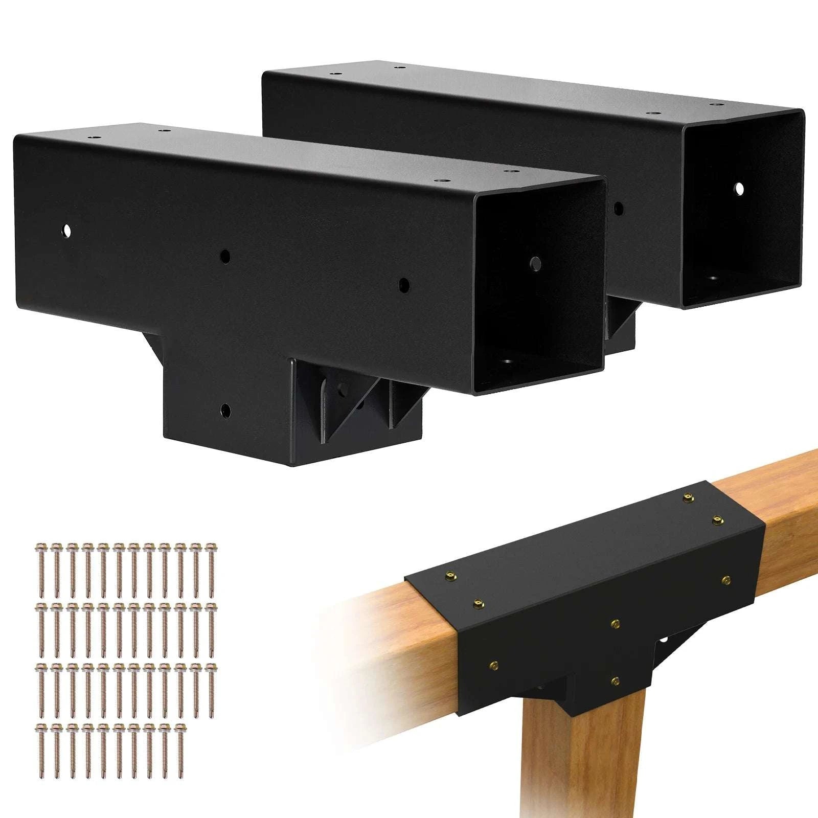 4x4 Pergola T-Bracket Kit 2-Pack for 3.5x3.5 Wood Beams-2 pcs 4x4 inch / 8 inch / United States