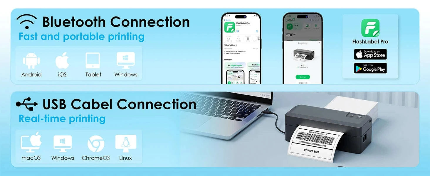 4x6 Thermal Shipping Label Printer with Bluetooth for Small Business-black / United States