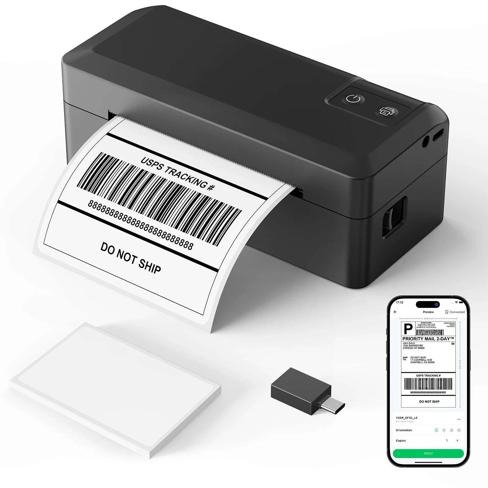 4x6 Thermal Shipping Label Printer with Bluetooth for Small Business-black / United States