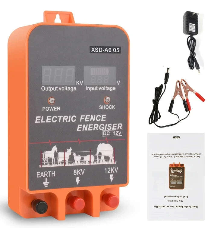 5-10KM Electric Fence Energizer with LCD Display-EU plug normal