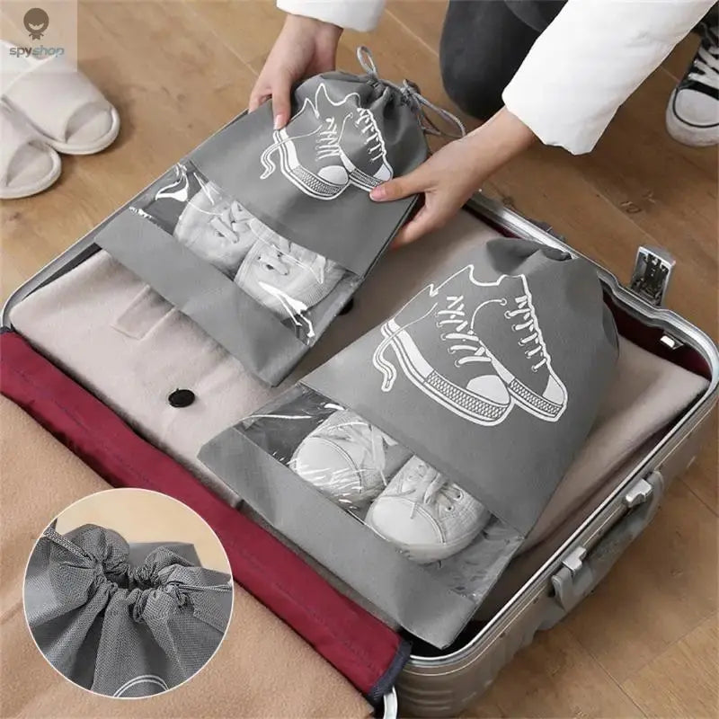 5/10pcs Shoes Storage Bag Closet Organizer Non Woven Travel Portable Bag Waterproof Pocket Clothing Classified Draw Hanging Bag 