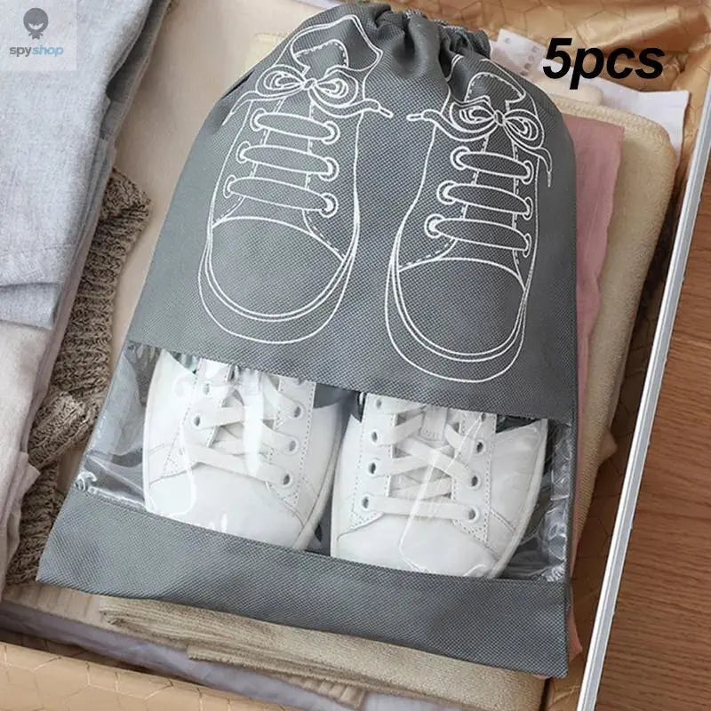 5/10pcs Shoes Storage Bag Closet Organizer Non Woven Travel Portable Bag Waterproof Pocket Clothing Classified Draw Hanging Bag 